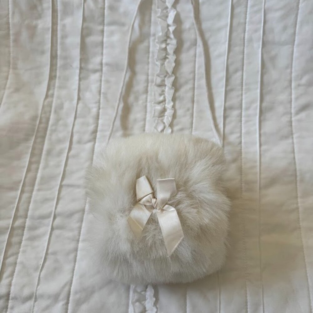 Vintage Childs Faux Fur White Muff